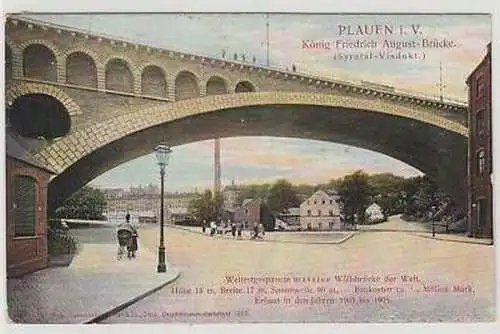 42745 Ak Plauen i.V. König Friedrich August Brücke 1907