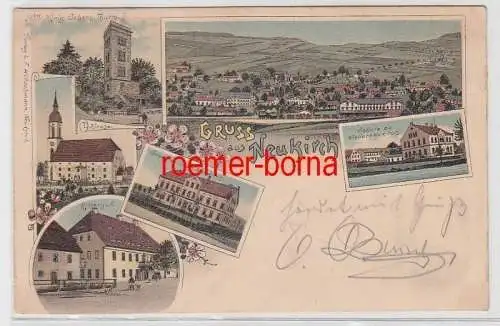 72412 Ak Lithografie Gruss aus Neukirch Rittergut, König Johann Turm 1899