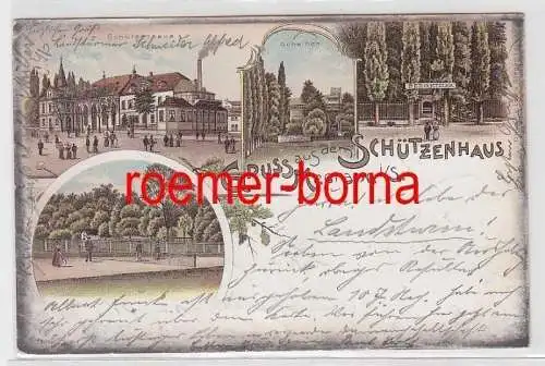 74743 Ak Lithografie Gruss aus dem Schützenhaus Meerane i.S. 1899