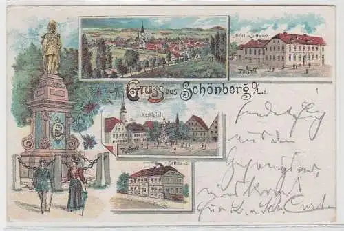 69841 Ak Lithographie Gruss aus Schönberg Oberlausitz 1902