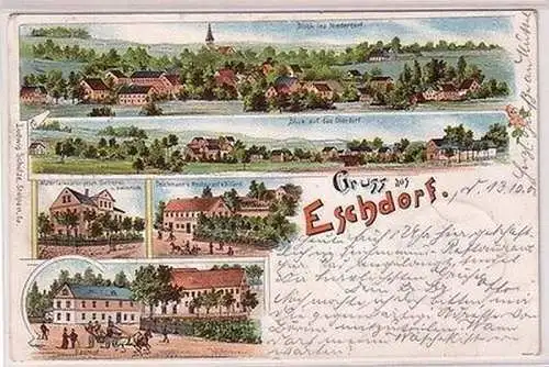 67568 Ak Lithographie Gruss aus Eschdorf bei Dresden 1901