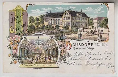 69227 Ak Lithographie Gruß vom Gasthof Hausdorf bei Colditz 1914