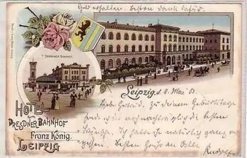 20/5 Ak Lithographie Leipzig Bahnhof 1903