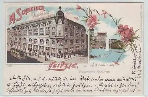 24/57 Ak Lithografie Leipzig Verkaufshaus Schneider1898