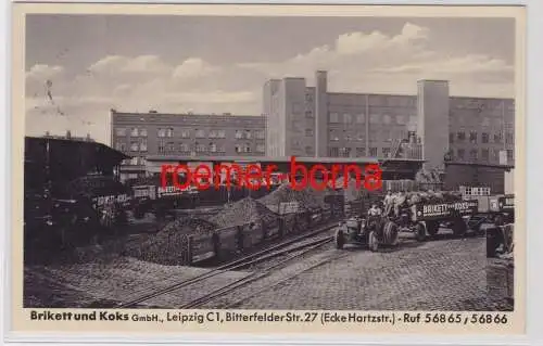 87303 Ak Leipzig Brikett und Koks Bitterfeldersztraße 2, 1938