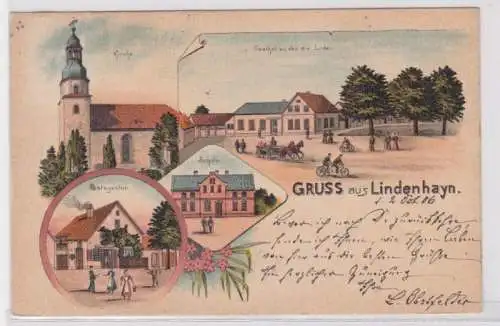 00643 Ak Lithographie Gruß aus Lindenhayn Gasthof usw. 1903