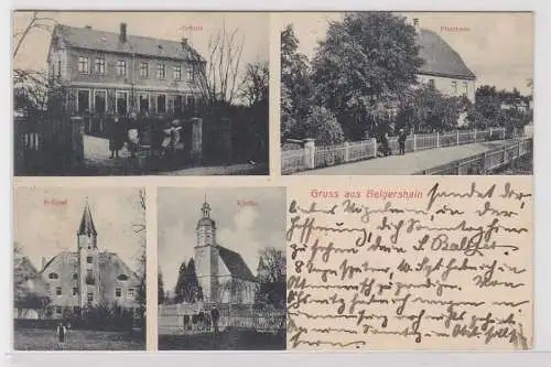 88608 Mehrbild AK Gruss aus Belgershain - Schule, Pfarrhaus, Schloss & Kirche