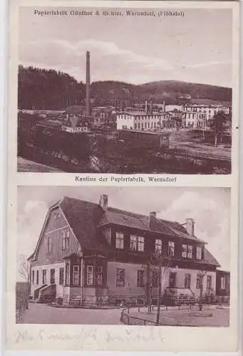 89483 Mehrbild Ak Wernsdorf Totalansicht & Kantine der Papierfabrik 1931