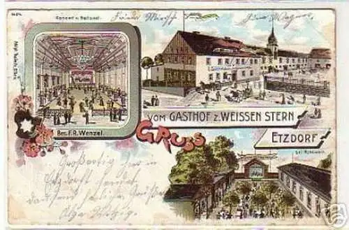 05249 Ak Gruß vom Gasthof zum weißen Stern Etzdorf 1901