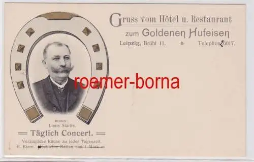 88226 Ak Gruß vom Hotel zum goldnen Hufeisen Leipzig Brühl 11, um 1900