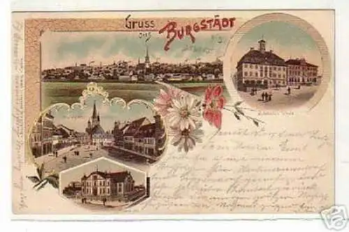 AK Lithographie Gruss aus Burgstädt Turnhalle usw. 1905