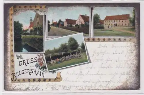 98909 Mehrbild Ak Gruß aus Belgershain Gasthof, Dorfstraße usw. 1904