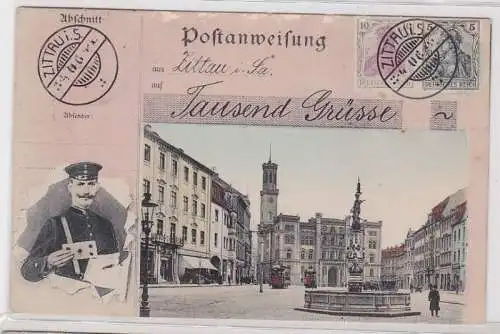 96307 Postanweisungs Ak Tausend Grüße aus Zittau in Sachsen 1905