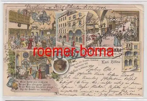 74571 Ak Lithografie Gruss aus der Bärenschänke in Dresden Webergasse 1901