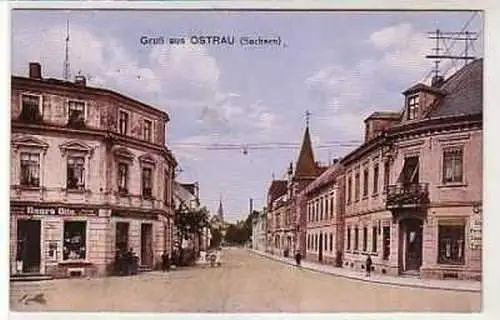 39717 Ak Gruß aus Ostrau (Sachsen) Straßenansicht 1920