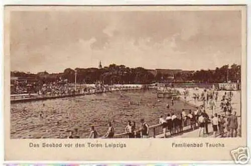 07051 Ak Familienbad Taucha bei Leipzig 1929