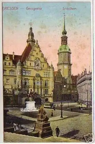 04257 Ak Dresden Georgentor Schloßturm um 1920