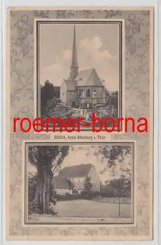 82264 Mehrbild Ak Bocka Kreis Altenburg Thür. Kirche und Pfarrhaus 1929