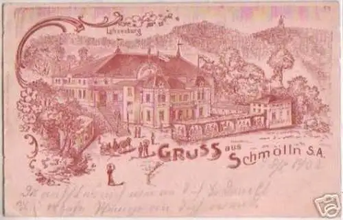 00763 Ak Lithographie Gruß aus Schmölln Gasthof 1902