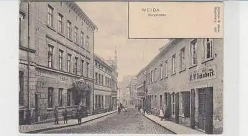 36981 Ak Weida Burgstraße mit Hotel um 1900