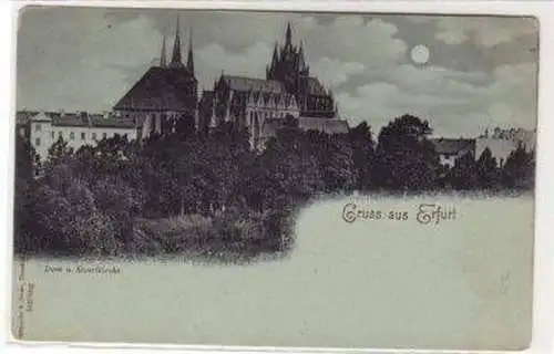 47341 Mondscheinkarte Gruss aus Erfurt um 1900