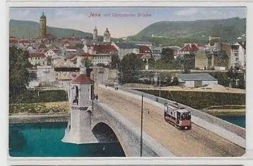 59864 Ak Jena mit Camsdorfer Brücke und Strassenbahn 1942