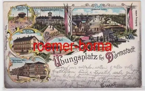 82755 Ak Lithographie Gruß vom Truppenübungsplatz bei Darmstadt 1912