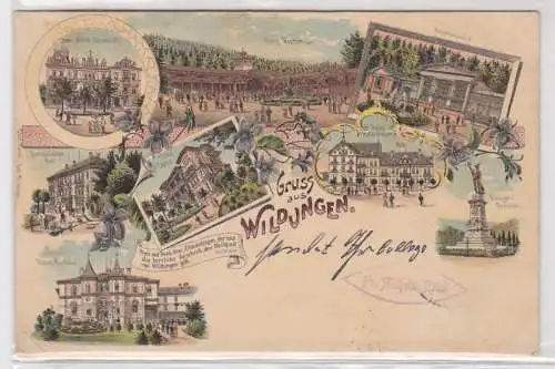 57125 Ak Lithographie Gruß aus Wildungen Hotels usw. 1902