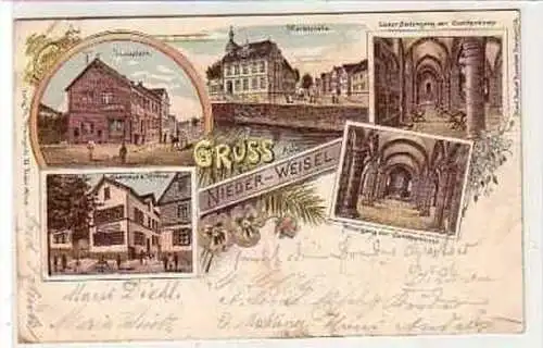 40208 Ak Lithographie Gruß aus Nieder-Weisel 1899