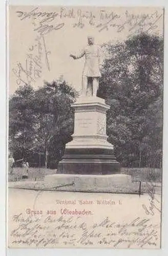 48890 Ak Gruss aus Wiesbaden Denkmal Kaiser Wilhelm 1902