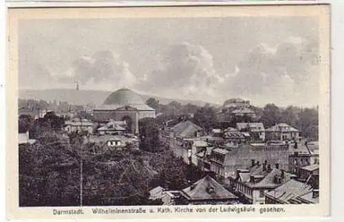 37940 Ak Darmstadt Wilhelminenstraße u. Kirche 1914