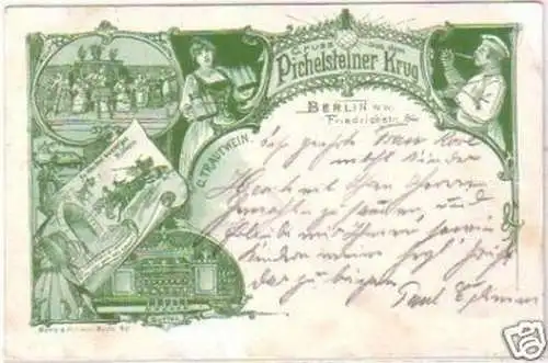 24514 Ak Gruß aus dem Pichelsteiner Krug Berlin 1902