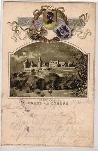 60015 Präge Ak Gruß aus Coburg mit Veste Coburg 1900