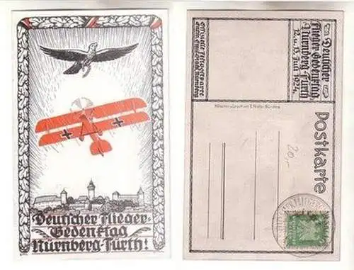 61110 Anlaß Ak Deutscher Fliegergedenktag Nürnberg Fürth 1924