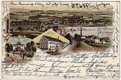 09996 Ak Lithographie Conradsreuth Gasthaus usw. 1900