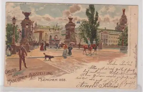 91925 AK Gruss von der Maschinen-Ausstellung München 1898