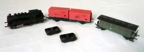 Modelleisenbahn Dampflokomotive mit Personen- u. Containerwagen Spur N (103518)