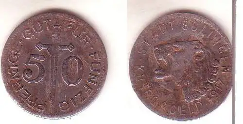 50 Pfennig Eisen Not Münze Stadt Solingen 1917