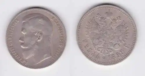 1 Rubel Silber Münze Russland Zar Nikolaus II 1899 ss (141375)