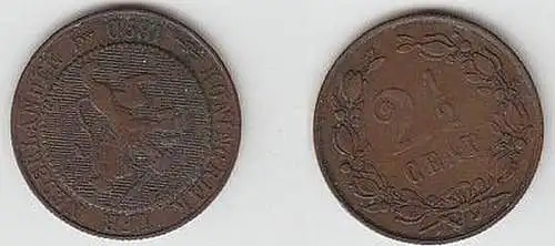 2 1/2 Cent Kupfer Münze Niederlande 1890