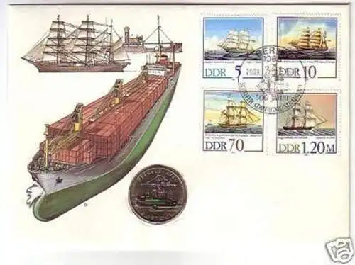 DDR Numisbrief 5 Mark Überseehafen Rostock 1988