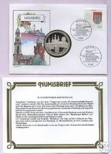 Numisbrief Hamburg Rathaus und Dampfer 1992