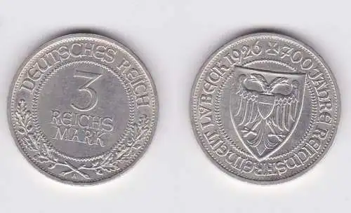 Münze 3 Mark 700 Jahre Reichsfreiheit Lübeck 1926 A vorzüglich+ (131485)