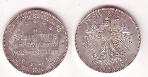 Silber Münze 1 Gedenktaler Freie Stadt Frankfurt 1859 vz/ Stgl. (104925)