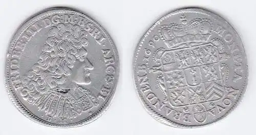 2/3 Taler Silber Münze Brandenburg 1690 Friedrich III. 1688-1701 (110876)