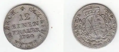 1/12 Taler Silber Münze Sachsen 1764 E.D.C.