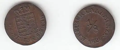 1/8 Kreuzer Kupfer Münze Sachsen Meiningen 1828 ss