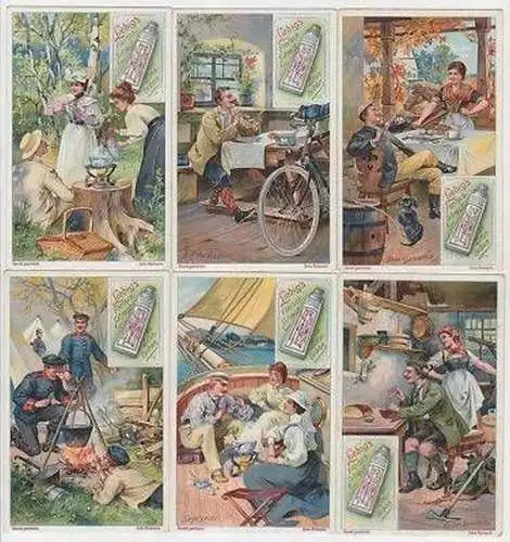 Liebig Serie kpl. 6 Sammelbilder "Mittagspausen" m
