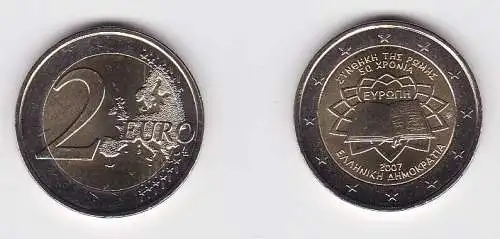 2 Euro Bi-Metall Münze Griechenland 2007 römische Verträge Stgl. (167420)