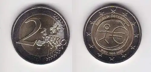 2 Euro Bi-Metall Münze Österreich 2009 europäische Währungsunion EMU (164326)